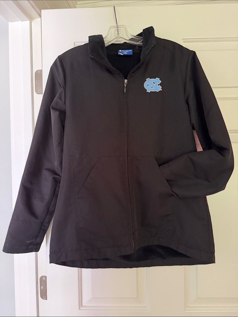 Champion Black Jacket with Light Blue UNC Logo